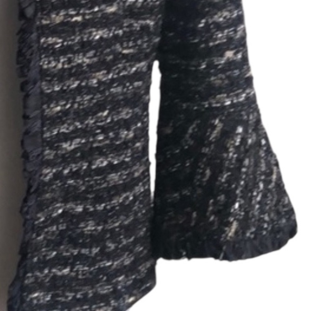 Lafayette 148 Black Tweed Ribbon Trim Open Front Blazer Black Size 14 - Picture 3 of 7